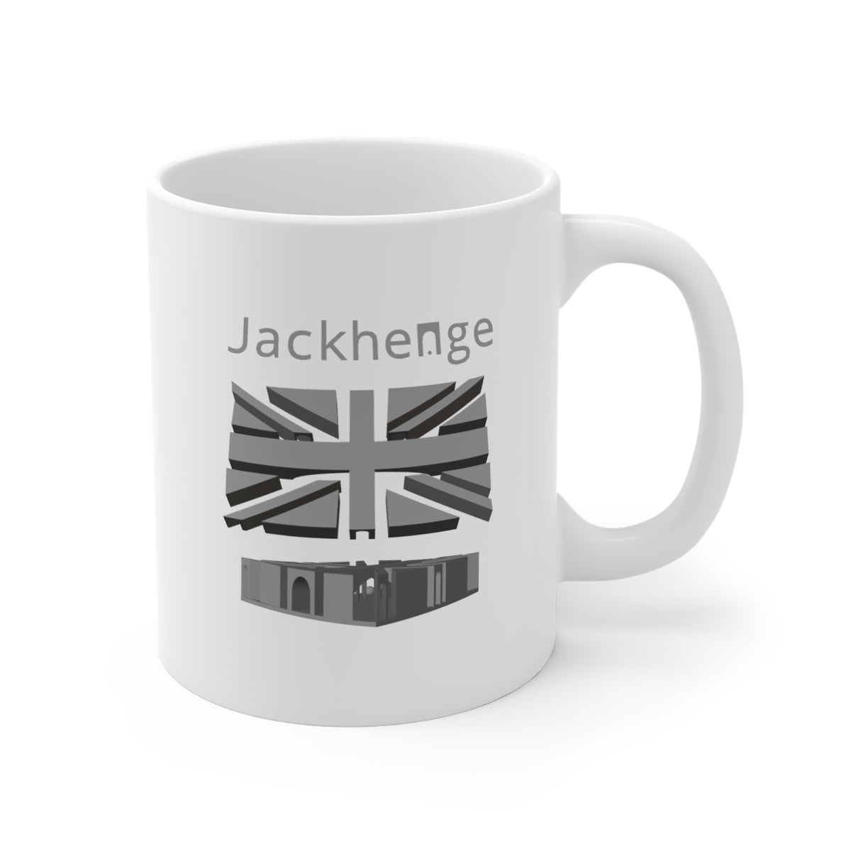 Jackhenge monument mug white 2