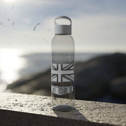 Jackhenge water bottle on a wall