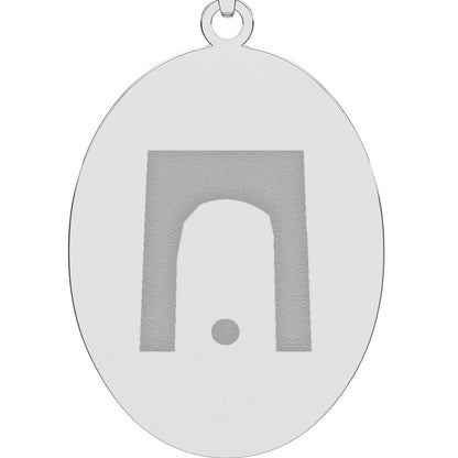 Jackhenge arch and sun oval pendant necklace close up